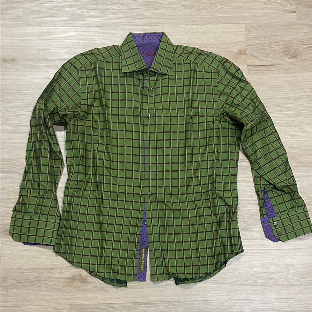 Robert Graham Green and Purple Checkered Shirt